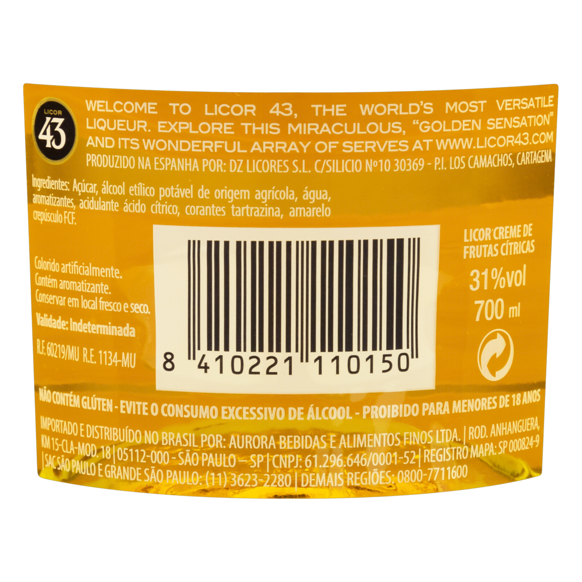 Licor Creme Original 43 Garrafa 700ml