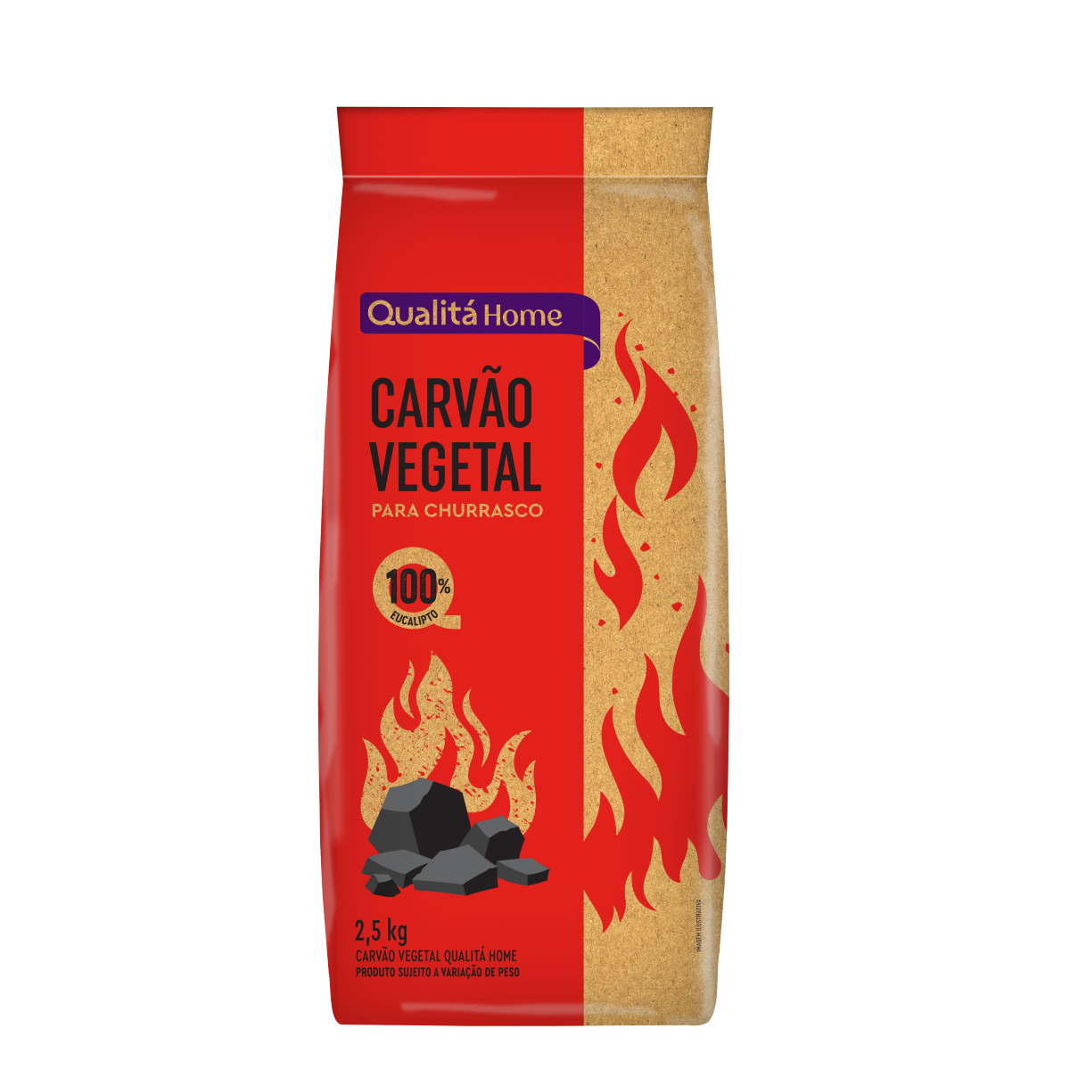 Carvão Vegetal para Churrasco Qualitá Pacote 2,5kg