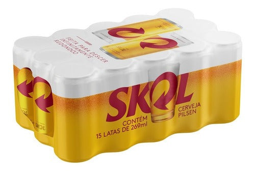 Cerveja Skol Pilsenloira lata 269ml 15 u