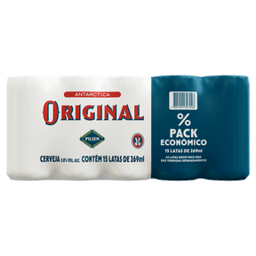 Pack Cerveja Pilsen Antarctica Original Lata 15 Unidades 269ml