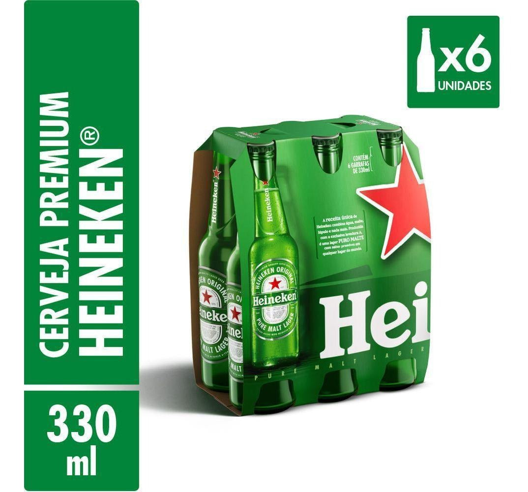 Cerveja Heineken Premium Garrafa 6 Long Neck 330ml